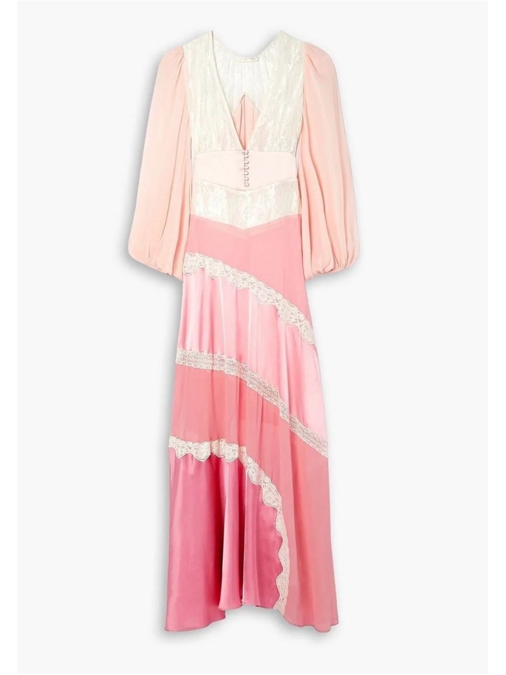 LoveShackFancy Pink and Cream Maxi Dress